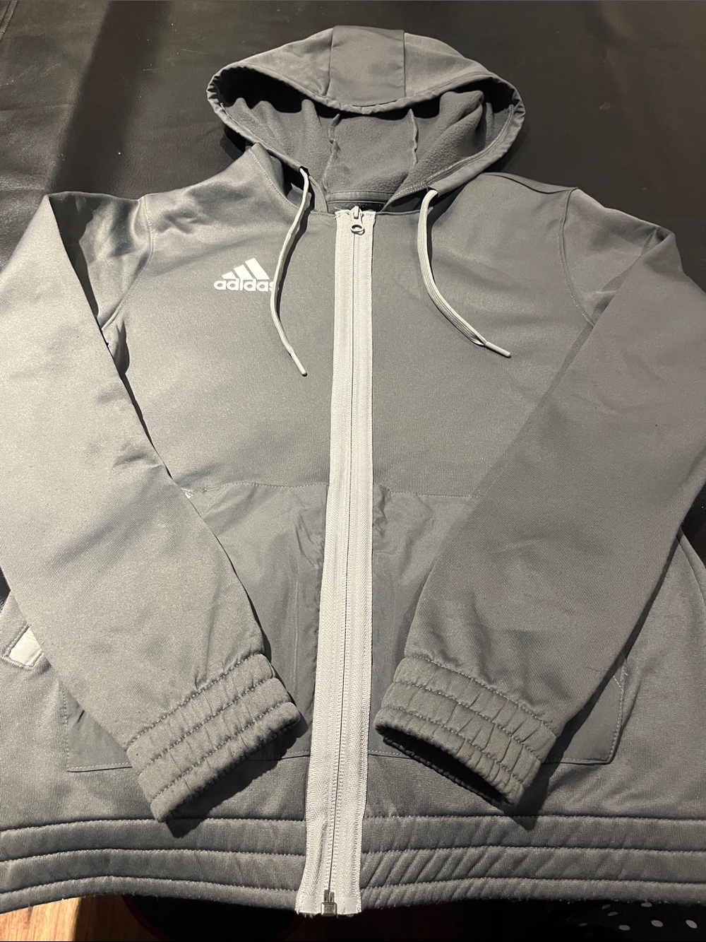 adidas men’s  Gray Hooded Zip-Front Puffer Jacket